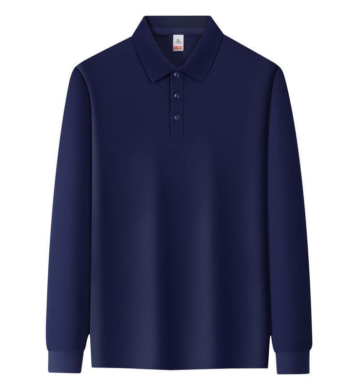 新款纯色长袖翻领POLO衫定制企业文化广告衫印logo团队工作服刺绣|undefined