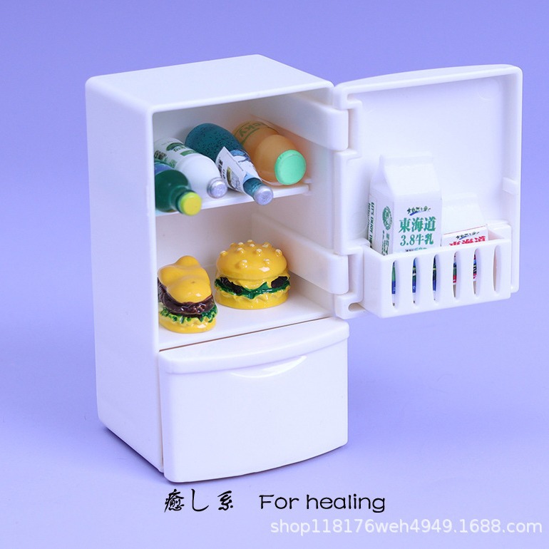 Miniature home appliance models, 1:12 scale, dollhouse simulation scene accessories, supermarket mini kitchen refrigerator, pretend play toys.