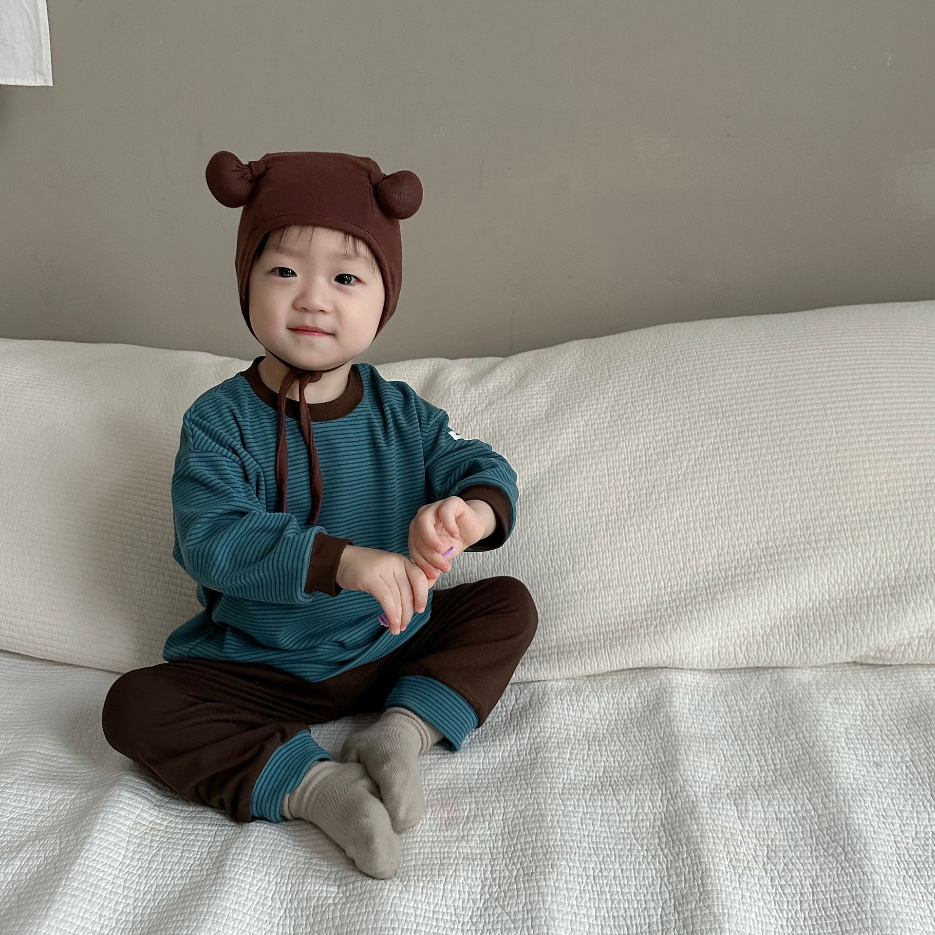 Bebé de otoño camiseta legging de manga larga a rayas legging set de ropa infantil coreana de otoño ropa de bebé de otoño ropa de niño image 3