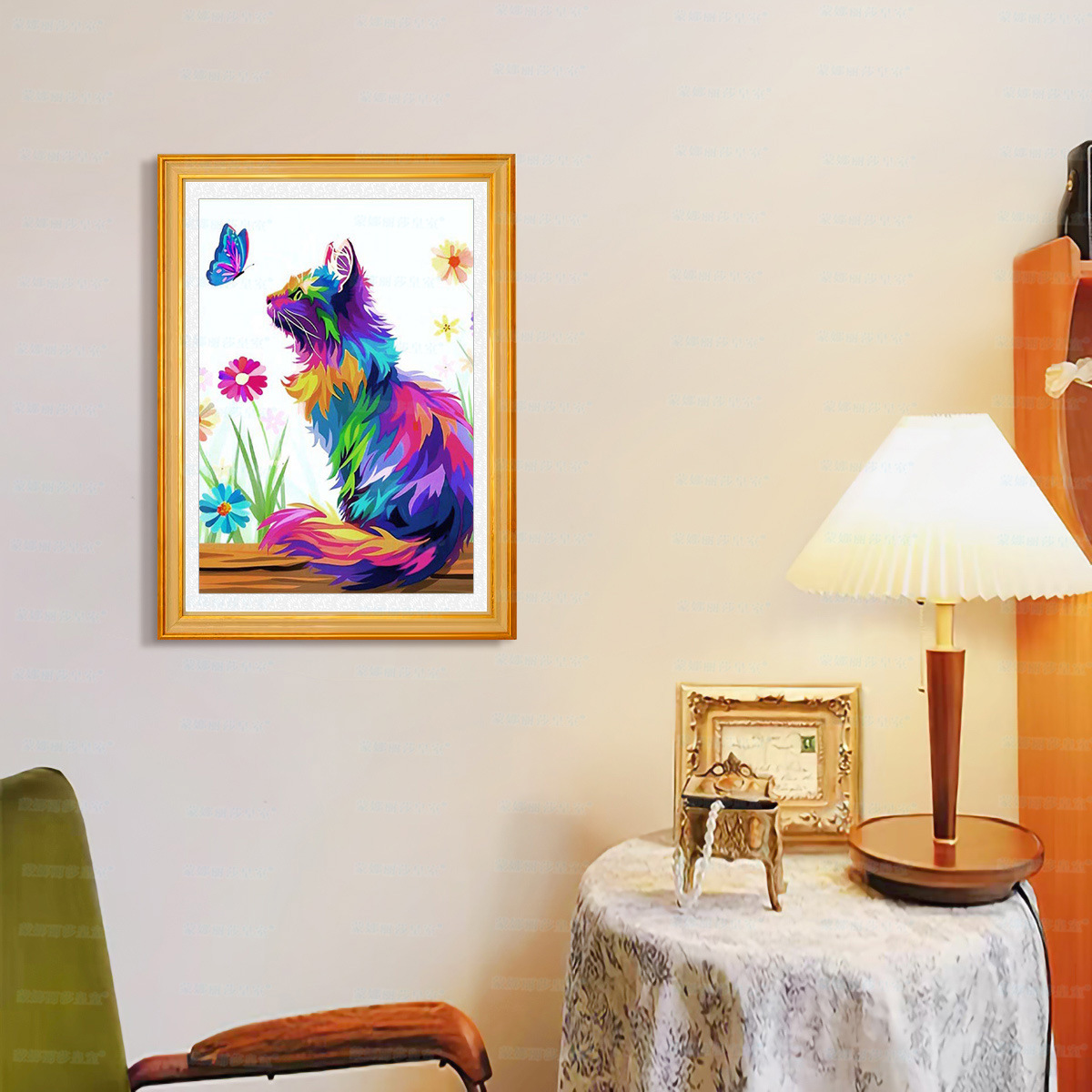 Mona Lisa Real bordado de cruz colorido gato nuevo lindo animal moderno simple sala de estar bordado a mano image 4