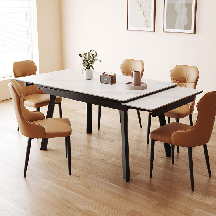 Extendable Pull-Out Solid Wood Dining Table, Composite Panel, Home Use for Small Apartments&mdash;Light Luxury, Stretchable, Foldable, Rectangular, and Lengthened Dining Table