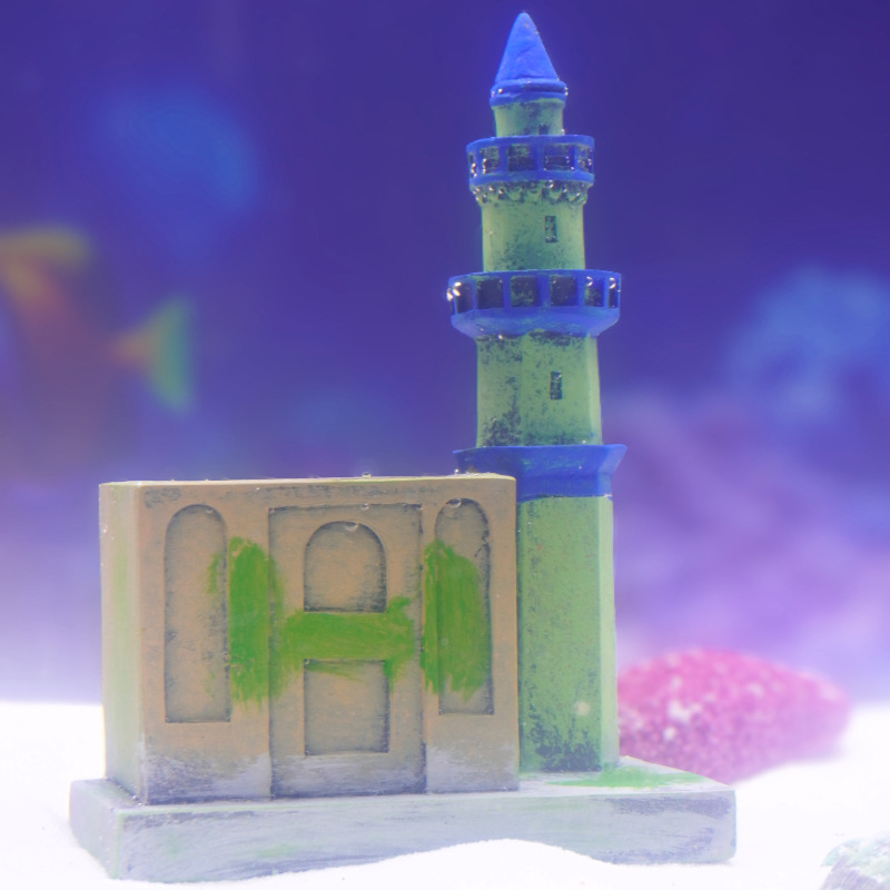 Resina barco faro pecera micro artesanía de paisajismo mirador torre de vigilancia torre de paisaje Torre escritorio adornos creativos