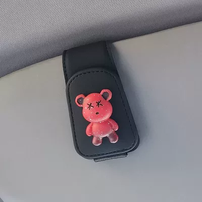 Card Bill Clip, Car Glasses Clip/Bill Clip - black-red-xx-bear