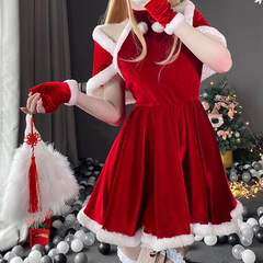 Foreign Trade Christmas Clothing Sweet Girl Red Christmas Dress Sexy Christmas Dress Cosplay Party Outfit