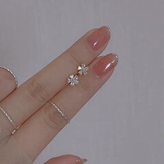 気質の花の銀の針のピアスの女性のジルコンの軽い豪華な大衆の設計の高級感の小さい耳の骨の釘の高級感の耳飾り