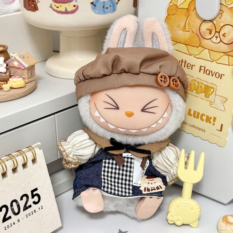 10cm Baby Clothes 10cm Normal Body Cotton Doll Clothes Labubu First, Second and Third Generation Wearable Caramel Bear