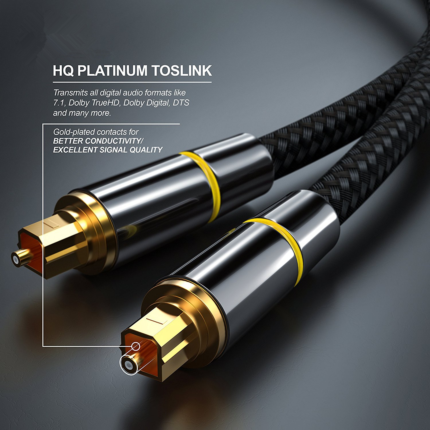 Venta al por mayor cable de audio de fibra óptica digital SPDIF5.1/7,1 TV amplificador retroalimentación pared ps5 audio a cable image 5