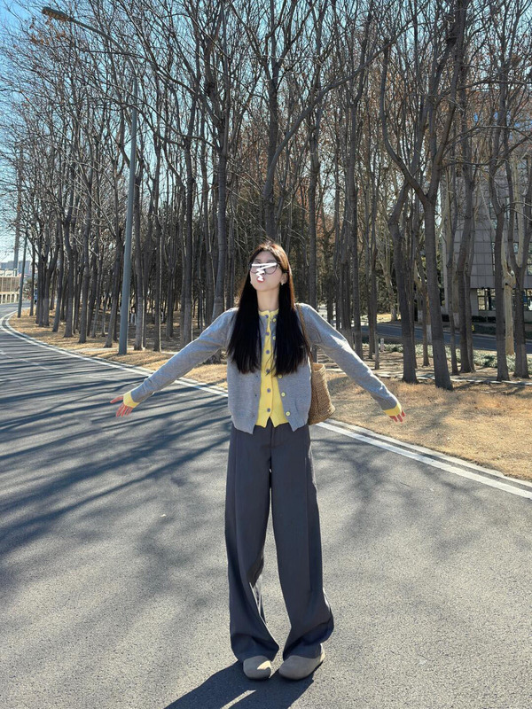 韩系chic撞色假两件针织衫修身毛衣外套女2025秋季开衫高级感上衣|undefined