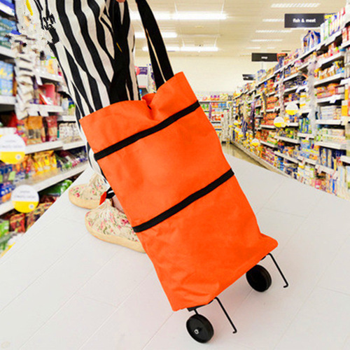 New fashionable folding shopping bag household wheels environmentally friendly trolley trolley bag shopping grocery cart wholesale large size