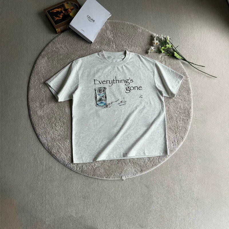Xcnuss "Everything's Gone" Time-Lapse Hourglass Print Couple's Pure Cotton Short-Sleeved T-Shirt for Men Xcnuss "Everything's Gone" Time-Lapse Hourglass Print Couple's Pure Cotton Short-Sleeved T-Shirt for Men