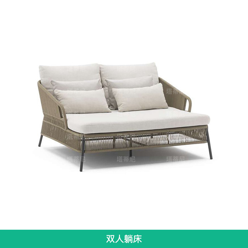 Conjunto de sofás de ratán para exteriores, muebles de jardín resistentes al agua y al sol, muebles de ocio para terraza, sofá y silla de cuerda de cáñamo tejida. image 9