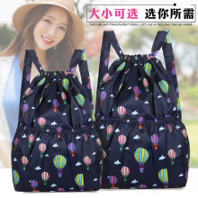 源头厂家束口袋抽绳大容量双肩包女折叠便携购物袋户外旅行女背包