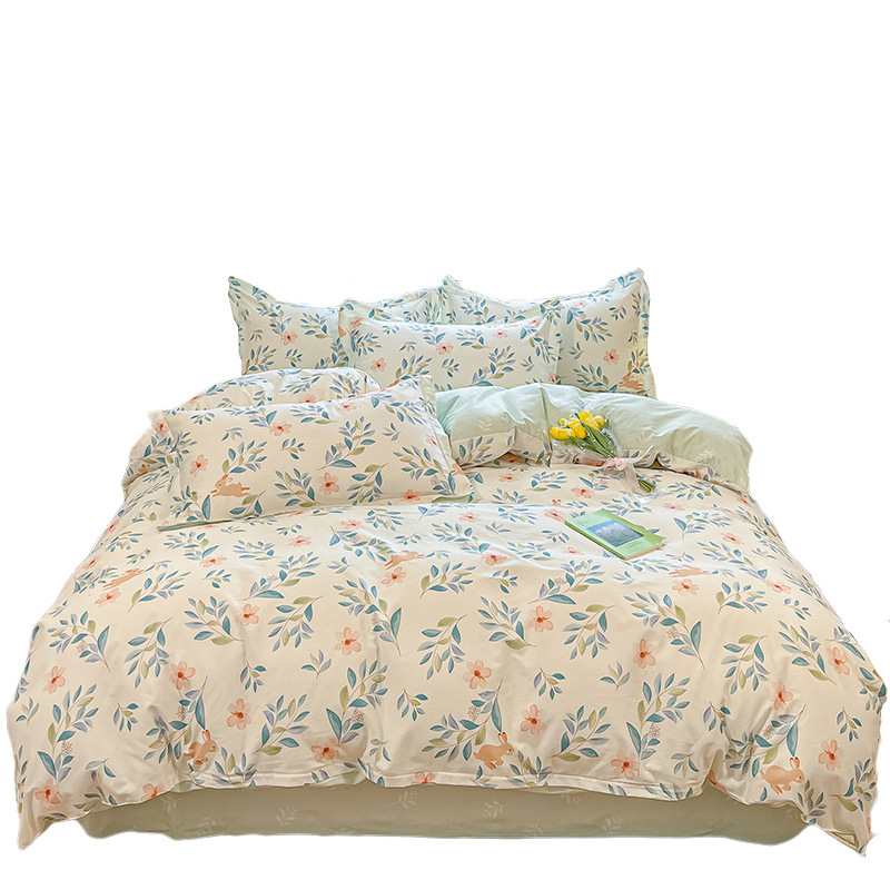 2025 nuevo traje de cuatro piezas de cama de algodón 100 ropa de cama de algodón dormitorio sábana individual funda de edredón juego de tres piezas 4