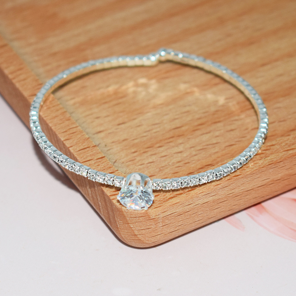 Simple Style Round Alloy Rhinestone Plating Inlay Zircon Womenu0027S Bangle 1 Piece