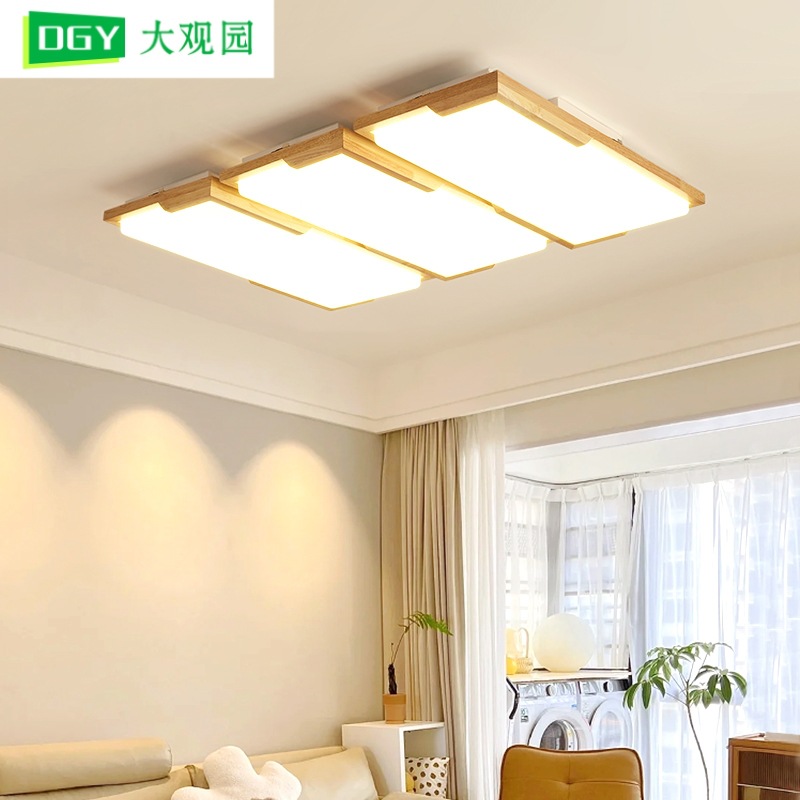 Gran vista de jardín lámpara de sala de estar simple estilo japonés lámpara de sala de estar principal estilo chino de madera lámpara de dormitorio lámpara zhongshan 176L