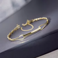 14k золотой браслет женский простой золотой квадратный браслет-цепочка браслет Золотые украшения 40283