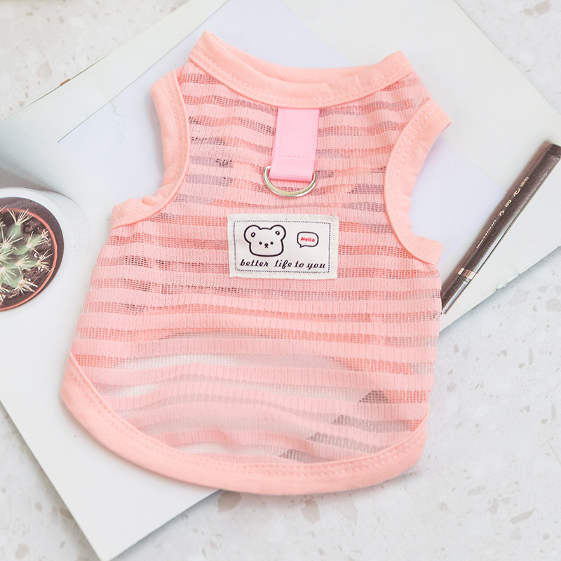 Mascotas de primavera y verano, pies transpirables, ligero, a rayas huecas, chaleco para perros, gato, peluche, ropa para perros
