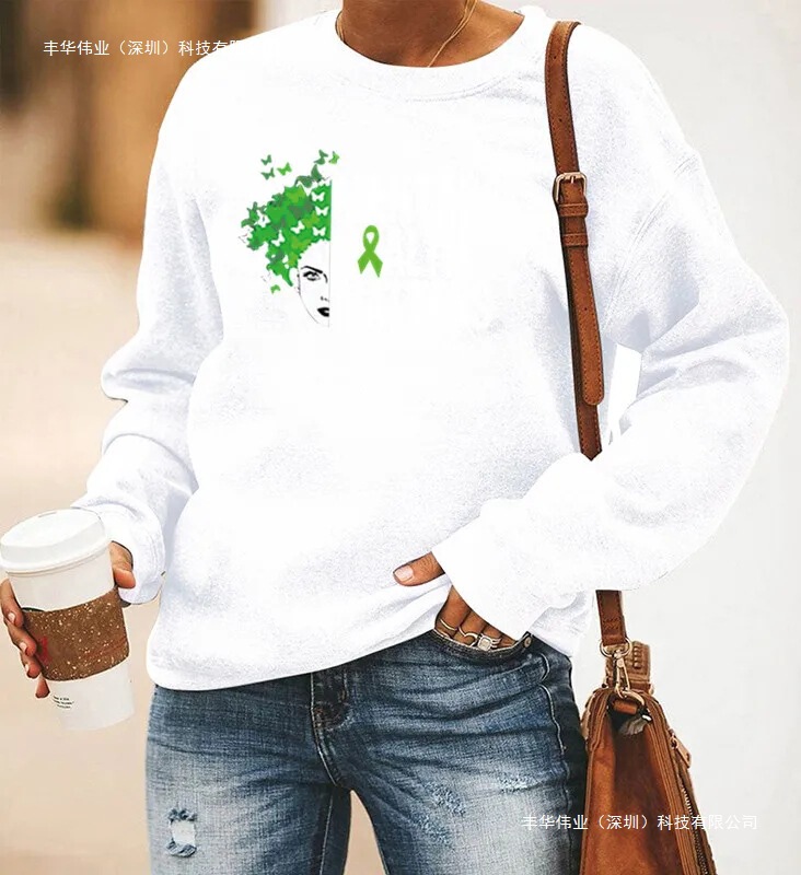 Amazon Ebay Fast-Selling Independent Site Women's Long-Sleeve Crew Neck Sweatshirt with English Print Crew Neck Style