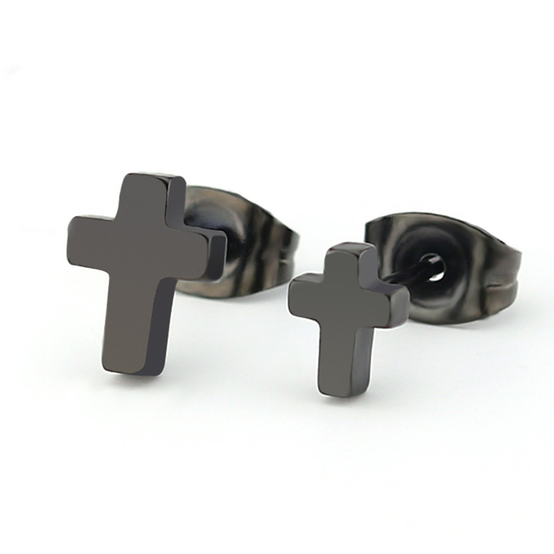 5g Weight 304 Stainless Steel Ear Needle Material 1 Pair Basic Simple Style Commute Cross Plating 304 Stainless Steel Ear Studs
