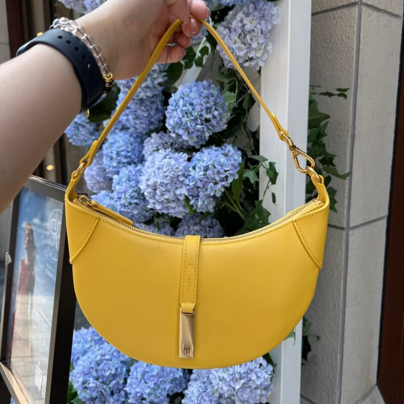 Raff's Same Style as Zheng Xiu-Ling's Polo Tote Bag, Genuine Leather Crescent Saddle Bag, Single Shoulder Crossbody Underarm Bag, Pure Cowhide