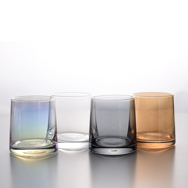 Ins glass cup wholesale colorful household transparent cups crystal whiskey beer cups hotel homestay mouthwash cups