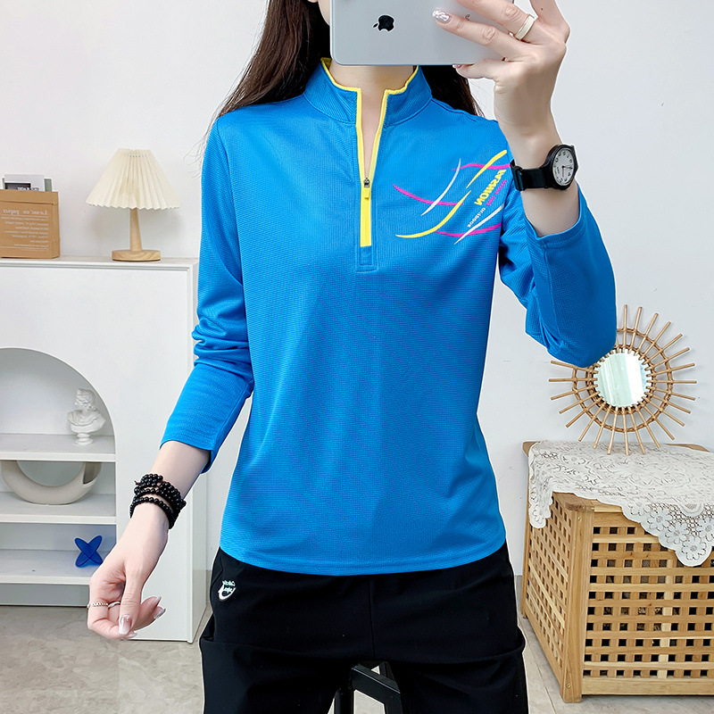 Camiseta de secado rápido al aire libre de mujeres deportivas correr acampando cuello de manga larga T transpirable de verano hombre de manga corta prendas de secado rápido comercio exterior