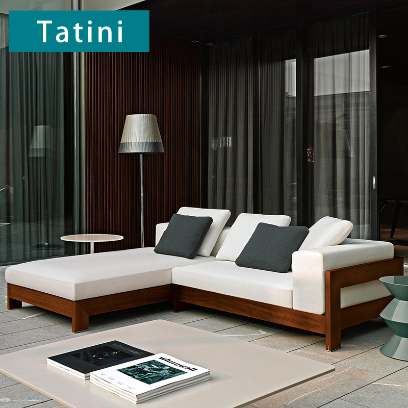 Sofá al aire libre villa al aire libre Hotel Patio jardín teca ocio combinación protección solar sofá impermeable muebles de madera maciza