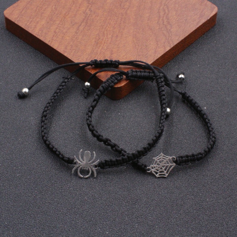 Cross-Border Hot-Selling Spider Web Friendship Bracelets for Couples, Stainless Steel Spider Woven Bracelets
