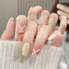 Fashionable French Short Nail Sticker with Detachable Nail Tabs and Jelly Adhesive, Wholesale Nail Stickers for Influencers