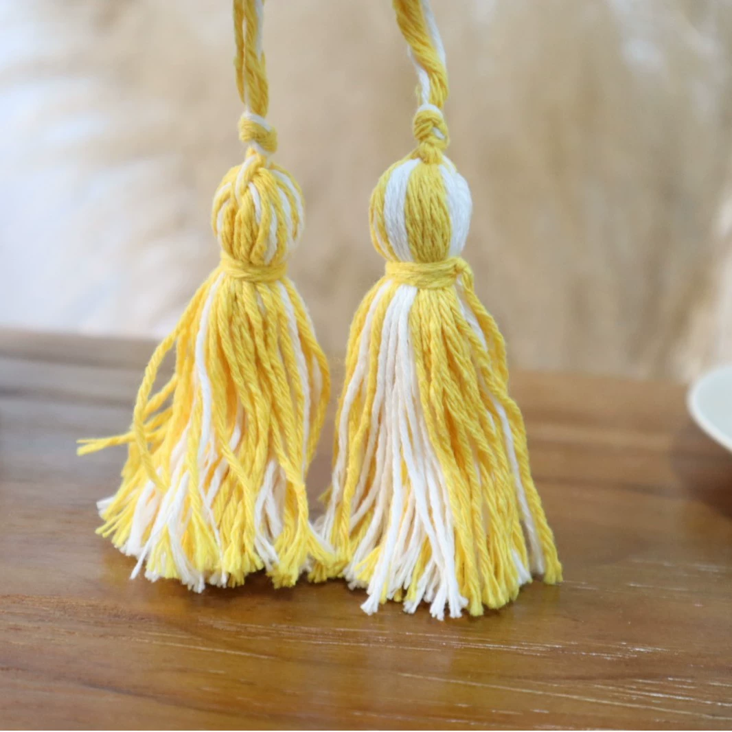 Pillow handmade with tassels, bag accessory, DIY