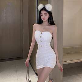 夜店抹胸小个子礼服女装2021新款性感修身显瘦包臀连衣裙A1370