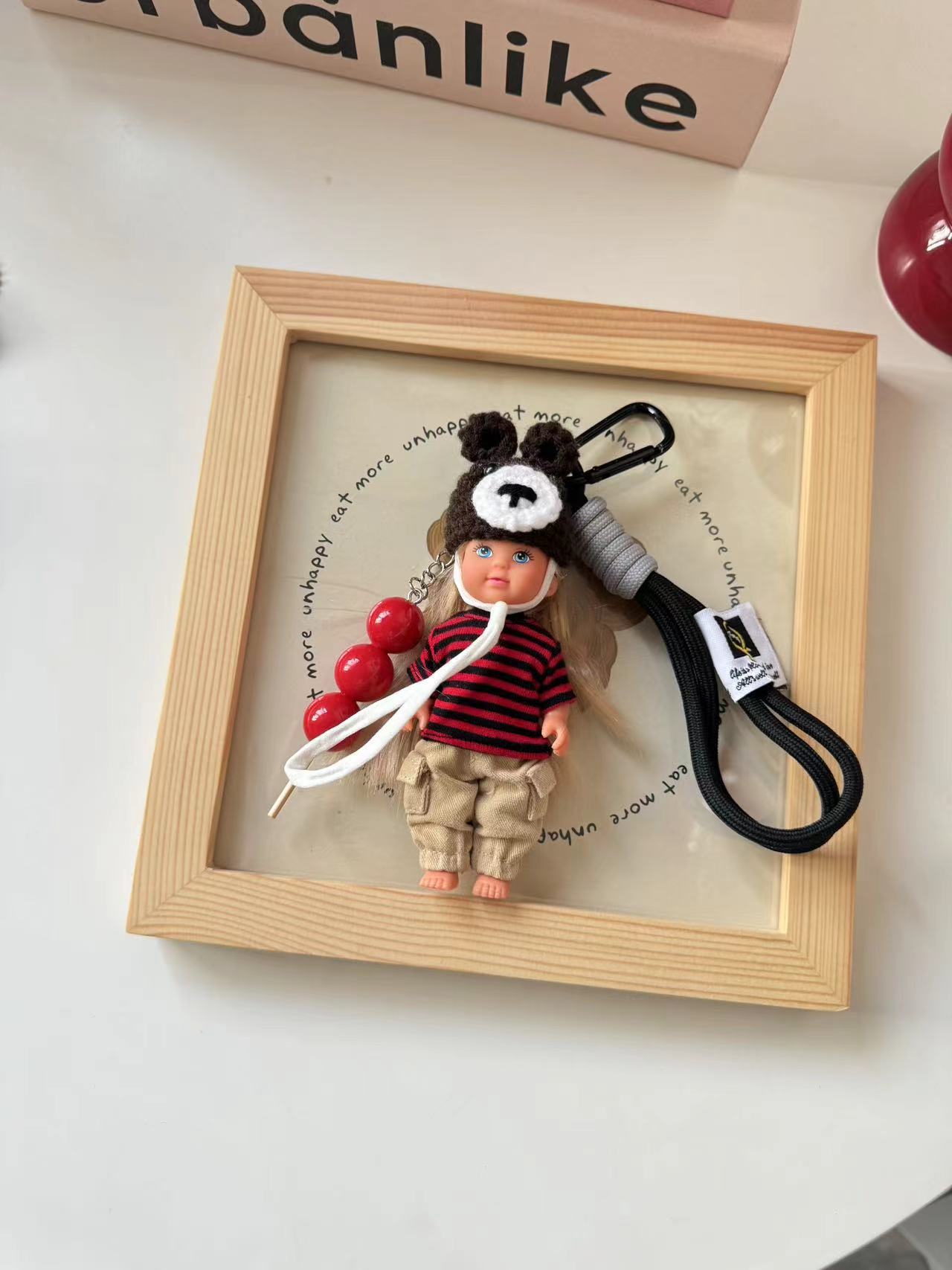 곰 머리띠 설탕에 절인 산사나무 인형 펜던트