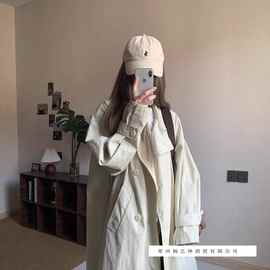 白色中长款高个子风衣外套女2025秋季新款英伦风休闲宽松大衣