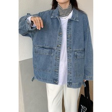 2024新款春季韩版宽松BF原宿风工装牛仔外套女复古ins学生上衣潮