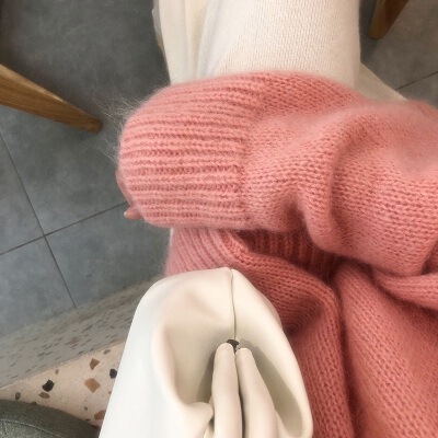 Super Fairy Milk Yellow Mohair Pullover Sweater for Women, Loose, Lazy Style, Round Neck, Versatile, Sweet, Thickeneded for Autumn and Winter Outer Wear