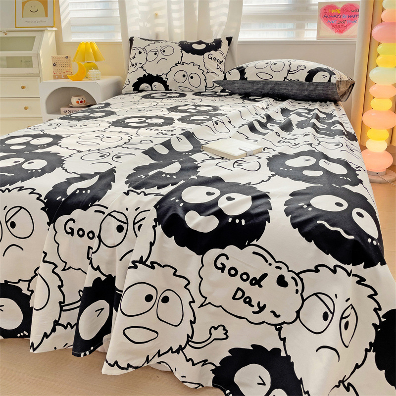 2025 nueva sábana de algodón fresco pequeña pieza individual 100 algodón dormitorio de estudiantes cama individual funda de almohada de tres piezas 2