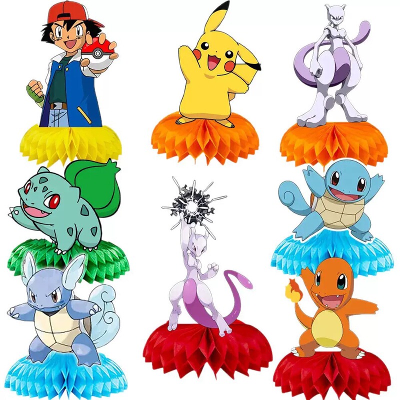 Pokémon Honeycomb Decorations Birthday Party Table Decoration Pikachu Dining Table Party Honeycomb Display Paper Honeycomb