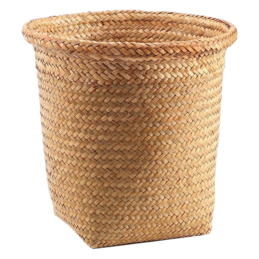 KENS paja no ratán ronda maceta cubierta de almacenamiento canasta de almacenamiento cubo de basura cesta de jardinería