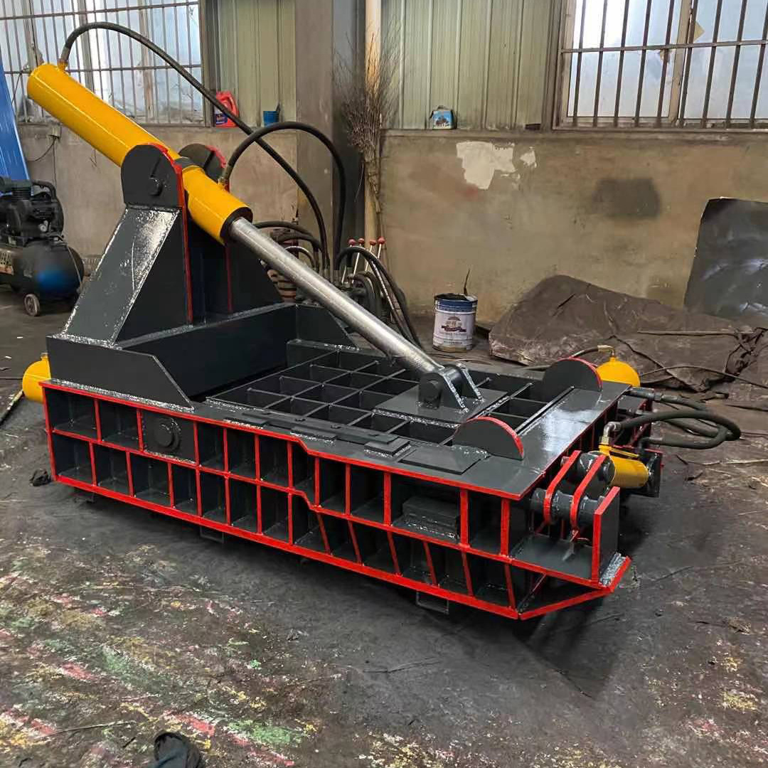 100吨小型卧式金属压块机 废铁液压打包设备 小型易拉罐压块机