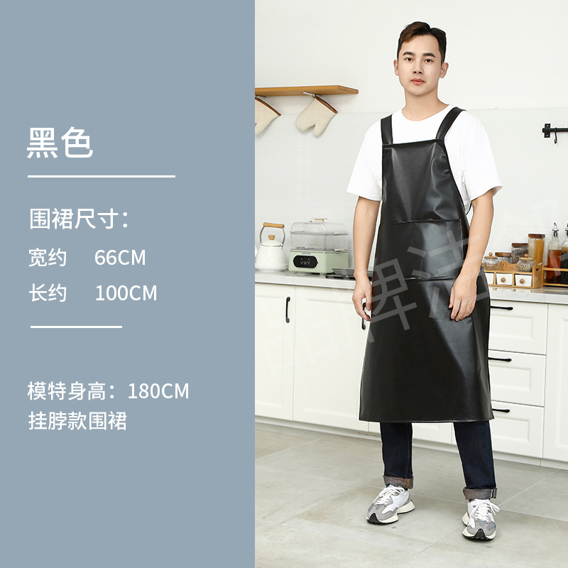 Delantal de doble hombro de cuero, bolsillo doble personalizado, ropa de trabajo gruesa, impermeable y a prueba de aceite, delantal de cuero resistente al desgaste y a la suciedad para hombres y mujeres