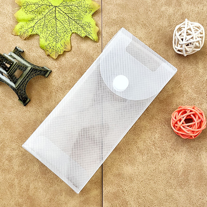 深圳工厂 pp按扣笔盒 斜纹翻盖透明印logo文具包装塑料盒 按扣盒