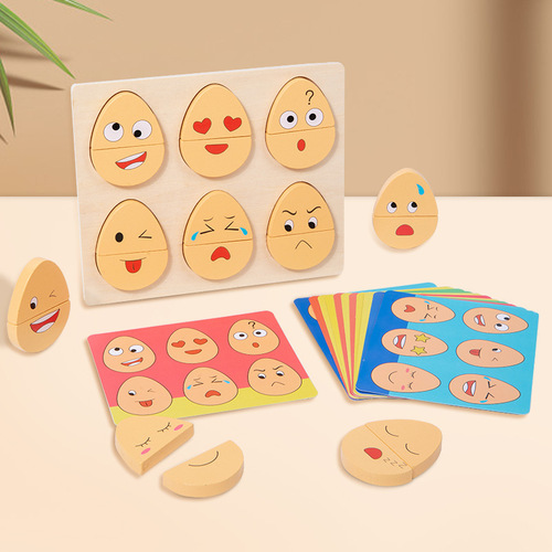 New educational creative cute egg boy expression puzzle matching building blocks 3-6 year old boys and girls early education toys