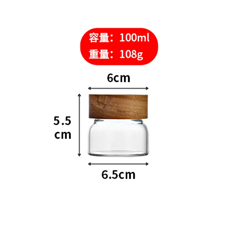 Kitchen Creative Glass Tank Miscellaneous Grain Storage Tank Acacia Covered Bar Tea Sealing Honey Bar