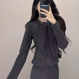 【两件套】针织连衣裙女秋冬感修身包臀2026