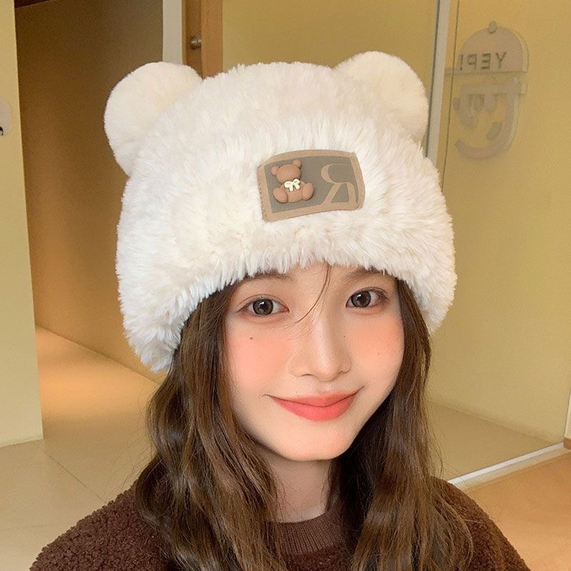 女性用の新しい秋と冬のウールの帽子、厚いベルベットの暖かいニット帽、大きな頭囲、軽い高級スタイル、耳保護防寒帽子、シンプルなスタイル