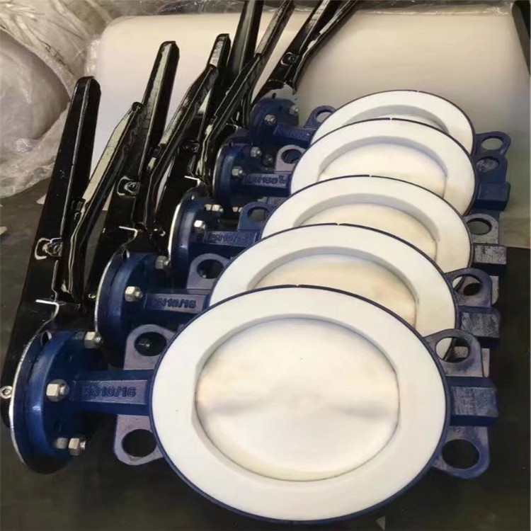 对夹式衬氟蝶阀 D371F46-10C 手动涡轮蝶阀涡轮铸钢蝶阀