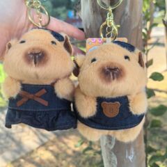 跨境新款荷兰猪毛绒挂件钥匙扣穿衣牛仔包包挂饰抓机娃娃玩具批发