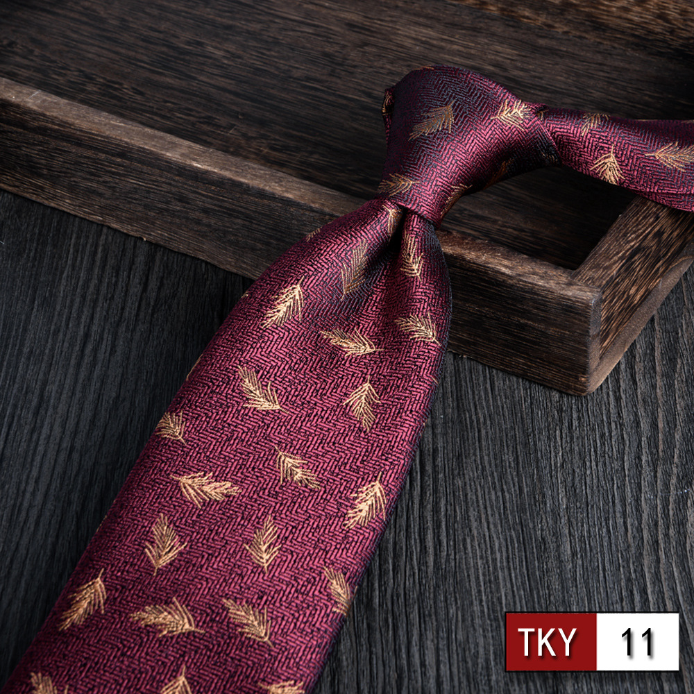 Corbata hombre vestido de negocios profesionales vino rojo novio casamiento Jacquard 8cm mano nueva tendencia spot