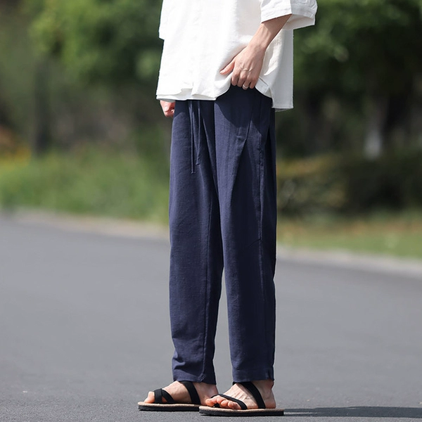 Navy blue linen pants