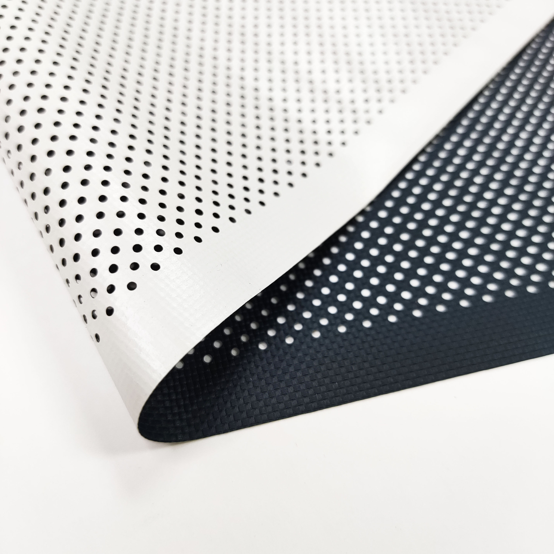 牛津布PVC双面料方格提花布 车窗遮光 卷帘网眼布双色复合PVC面料